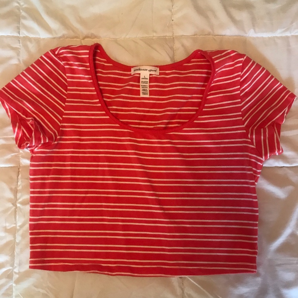 Women’s Striped Coral Crop Top